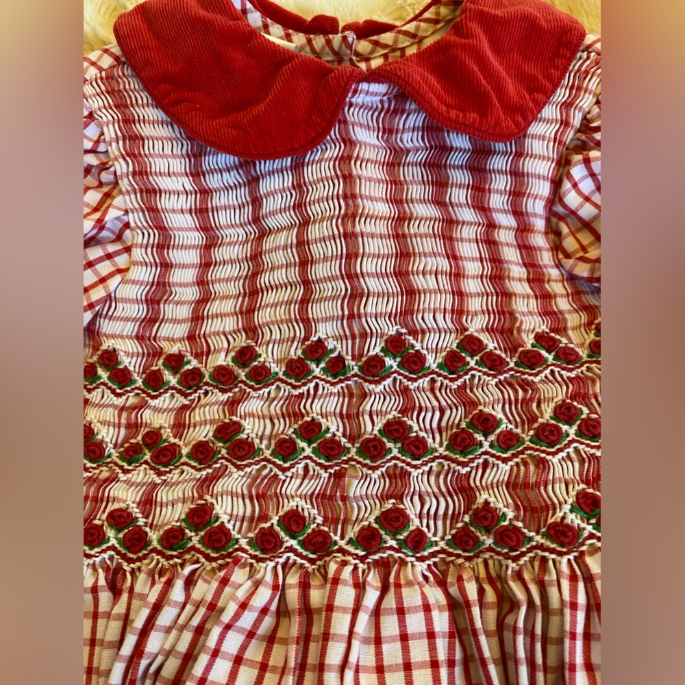 Red and White Checkered Kids Casual Dress - Picture 2 of 6